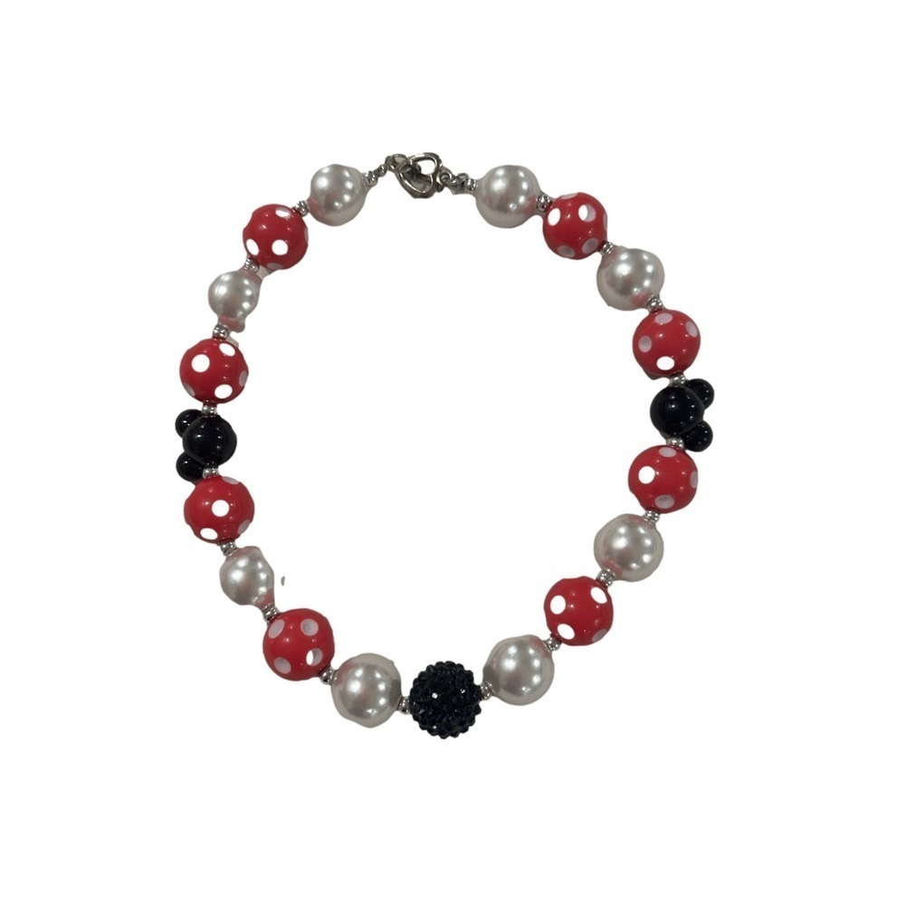 Red Black White Beaded Necklace